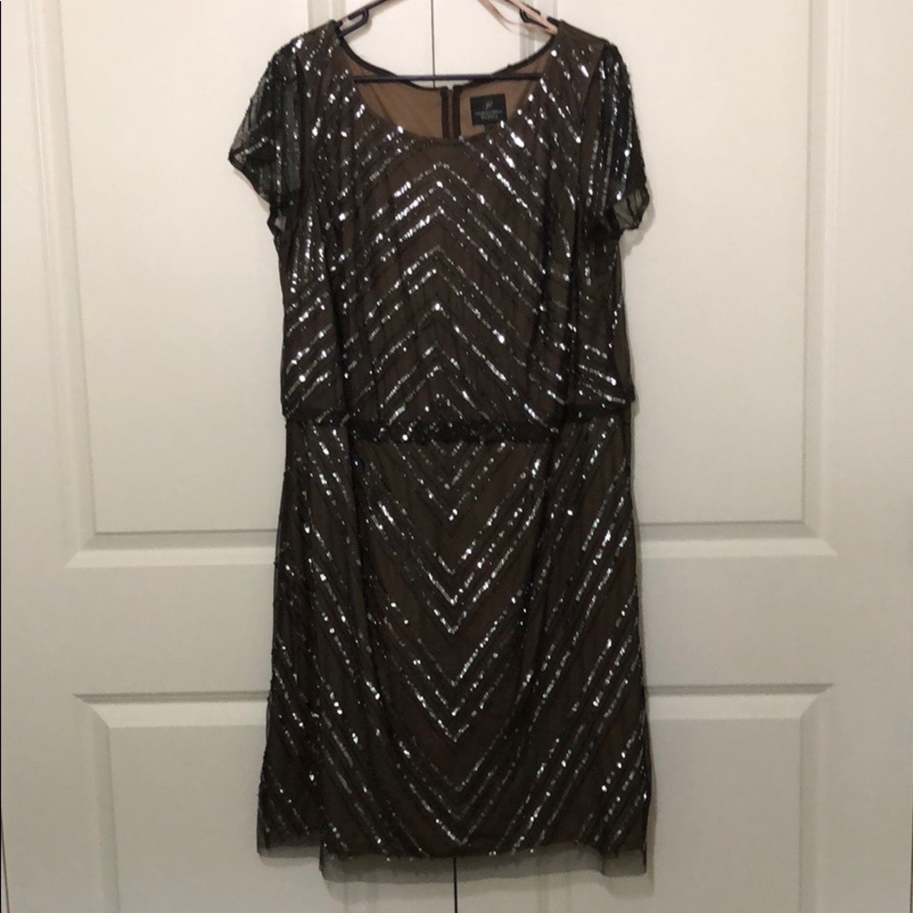 Brown/Black Beaded Adrianna Papell cocktail dress
